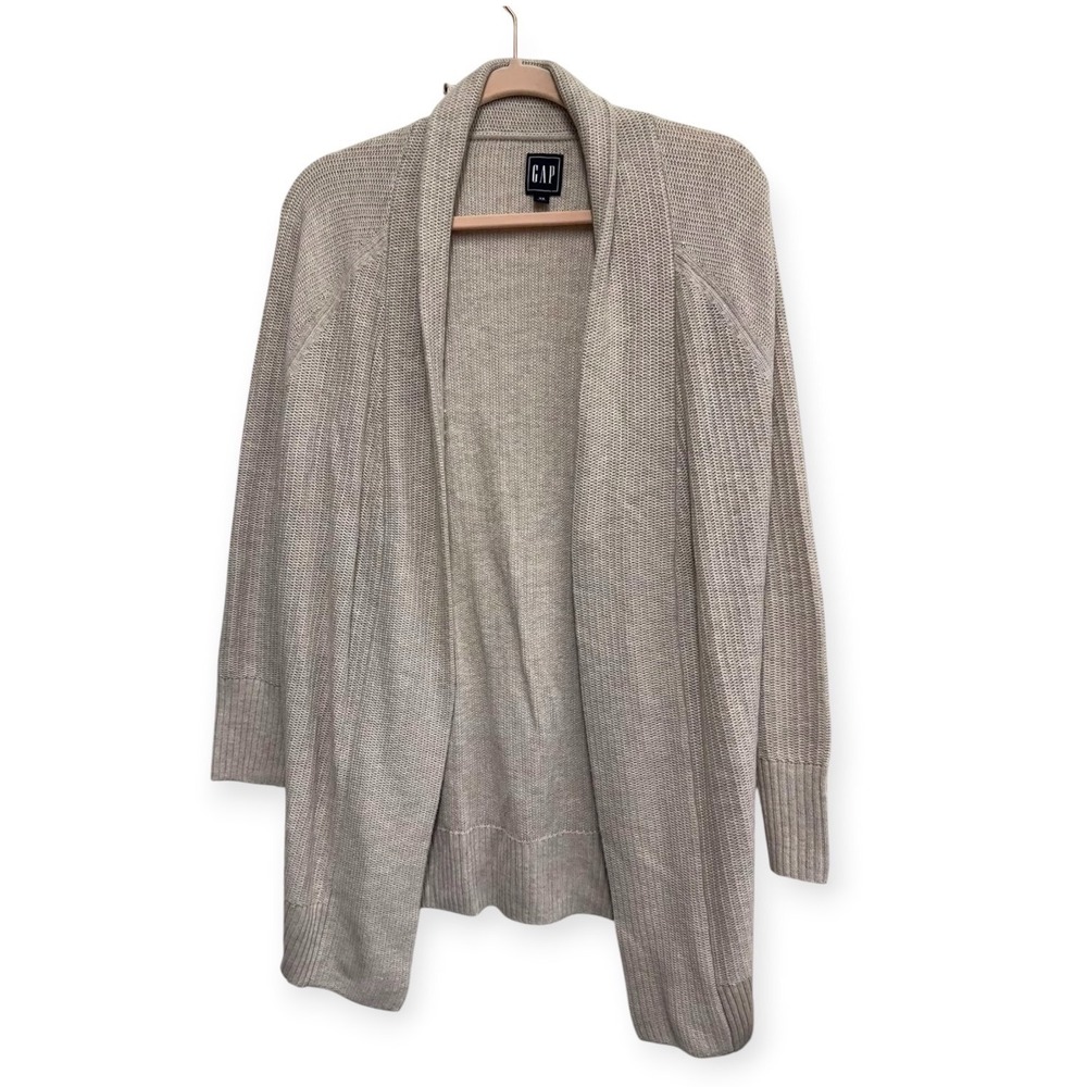 Gap Brooklyn Cardigan XS Oat Heather Wool Blend Open Front Longline Sweater